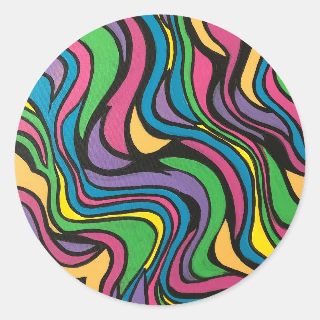 Sticker Rond Neon Brook-Art Moderne Peint à la Main (Devant)