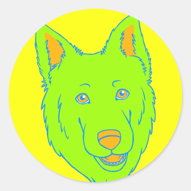 Sticker Rond Neon Dog (Devant)