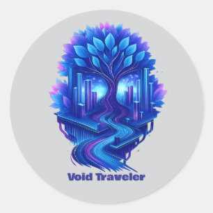 Sticker Rond Neon Future World