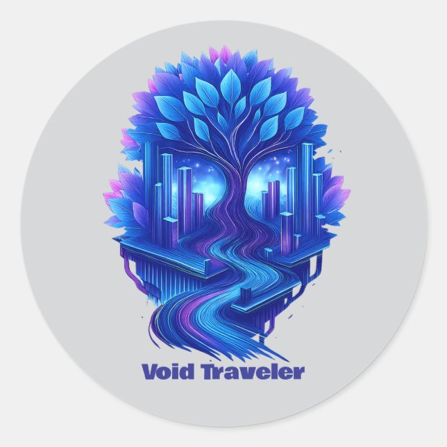 Sticker Rond Neon Future World (Devant)