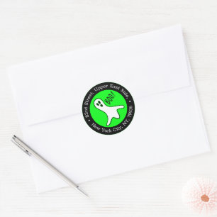 Sticker Rond Neon Green Éffrayant Ghost Halloween Adresse de r