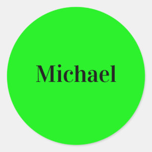 Sticker Rond Neon Green Elegant Nom Couleur Mode tendance