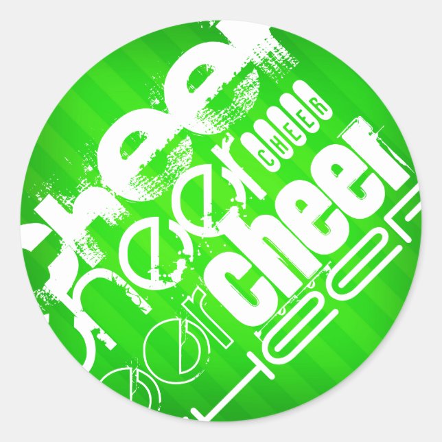 Sticker Rond Neon Green Stripes (Devant)