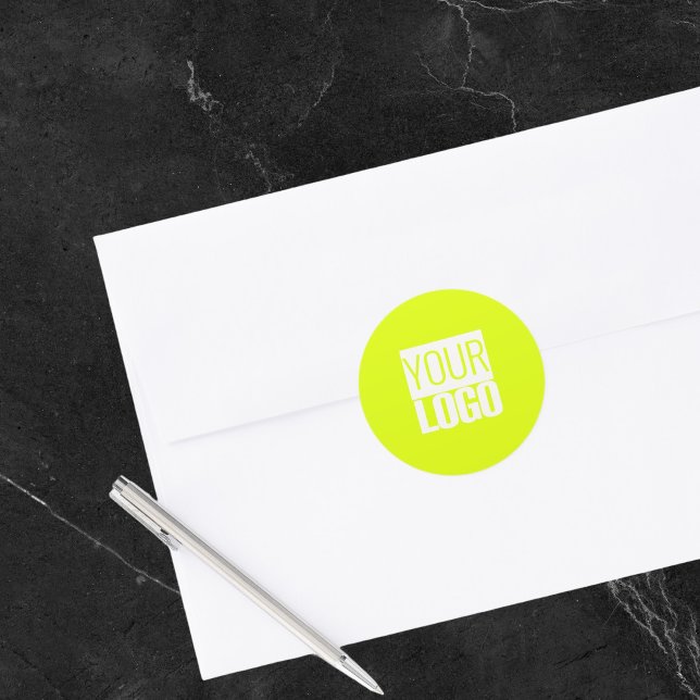 Sticker Rond Neon jaune - ajoutez votre logo (Créateur téléchargé)