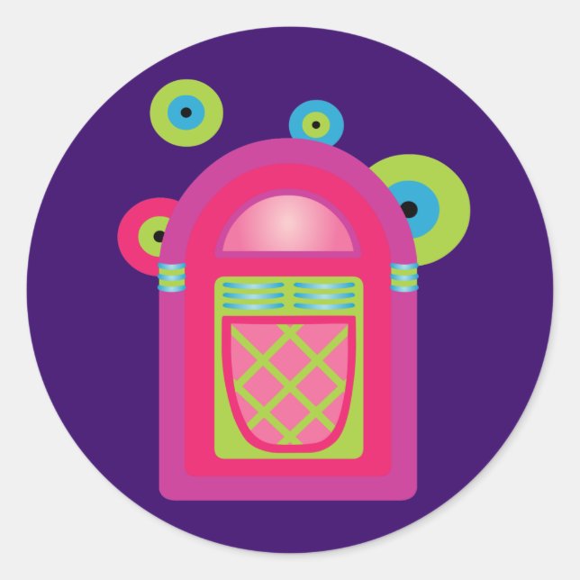 Sticker Rond Neon Jukebox (Devant)