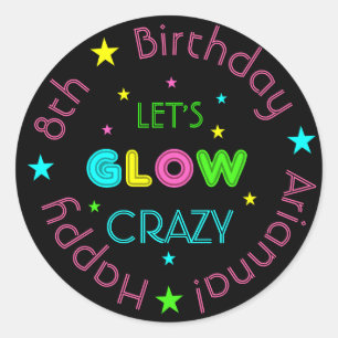 Sticker Rond Neon Llow dans l'obscur Anniversaire de enfant Sti