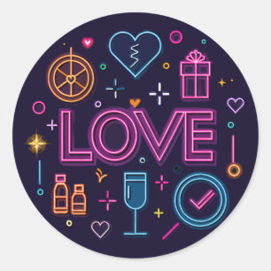 Sticker Rond Neon Love