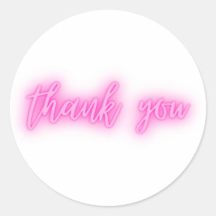 Sticker Rond Neon Merci rose