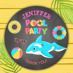 STICKER ROND NEON ORCA INFLATABLE POOL PARTI