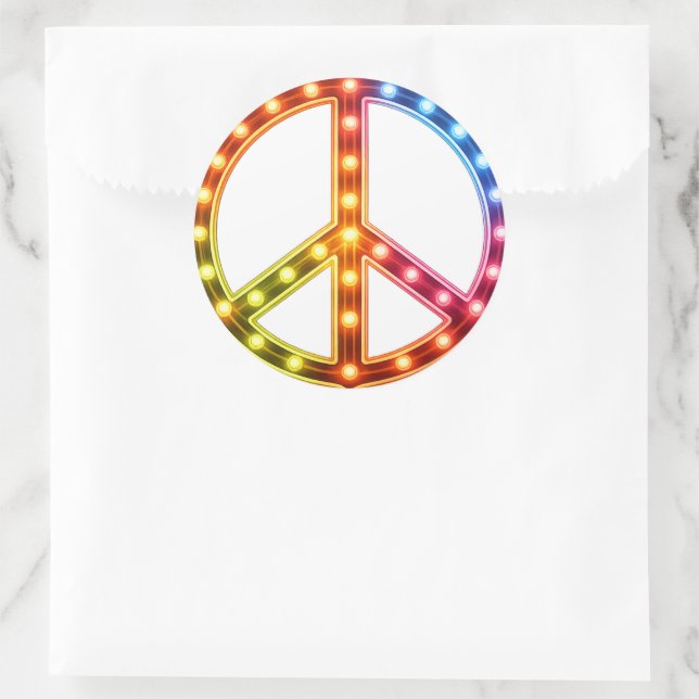 Sticker Rond Neon Peace Sign (Sac)