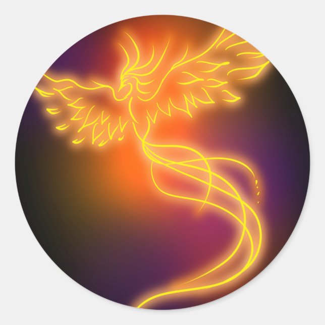 Sticker Rond Neon Phoenix (Devant)