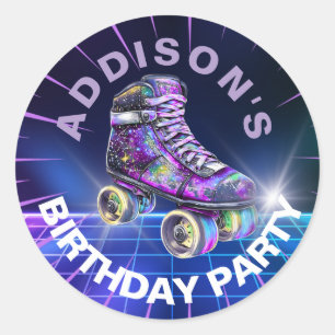 Sticker Rond Neon Roller Skating Party