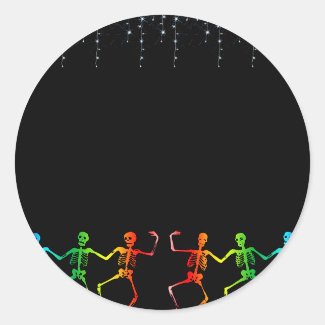 Sticker Rond Neon Skeleton Dance Halloween (Devant)