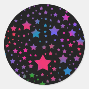 Sticker Rond Neon Stars