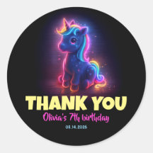 Neon Unicorn Anniversaire Merci
