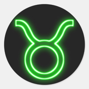 Sticker Rond Neon vert brillant - Taurus le panneau étoile tau