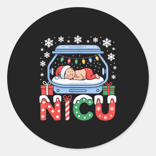 Sticker Rond Neonatal Intensive Care Unit Xmas Funny Nicu Nurse (Devant)