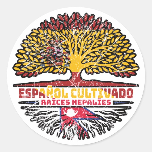 Sticker Rond Népal Espagne Espagne Espagne Espagne Espagne drap (Devant)