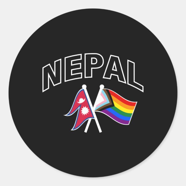 Sticker Rond Népal Rainbow Pride drapeau Fière Népalais (Devant)