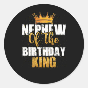 Sticker Rond Nephew De L'Anniversaire Roi Anniversaire Parti Co