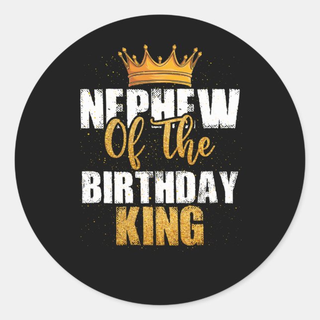 Sticker Rond Nephew De L'Anniversaire Roi Anniversaire Parti Co (Devant)