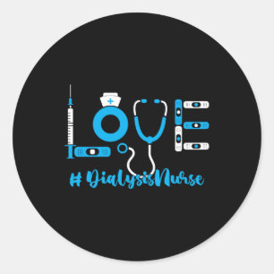 Sticker Rond Néphrologie Dialyse Infirmière Amour Stéthoscope I