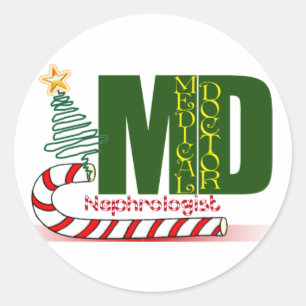 Sticker Rond Néphrologue de Noël - spécialiste en médecin