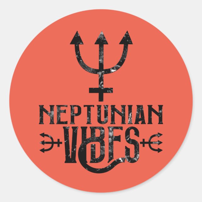 Sticker Rond Neptunian Vibes Esoteric Astrology Zodiac Neptune (Devant)