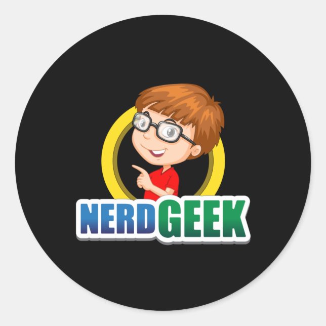 Sticker Rond Nerd Geek Science Math Ordinateur Drôle Idée cadea (Devant)