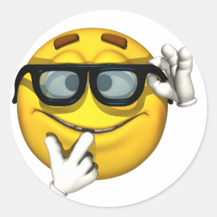 Sticker Rond Nerd visage jaune