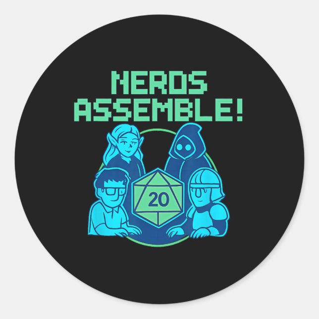 Sticker Rond Nerds Emblème Jeu de société Dés Pixel Conception  (Devant)