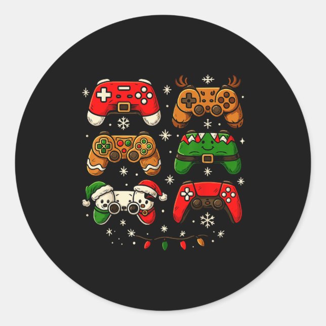 Sticker Rond Nerdy Christmas Shirt For Boys Men, Xmas Gaming Co (Devant)