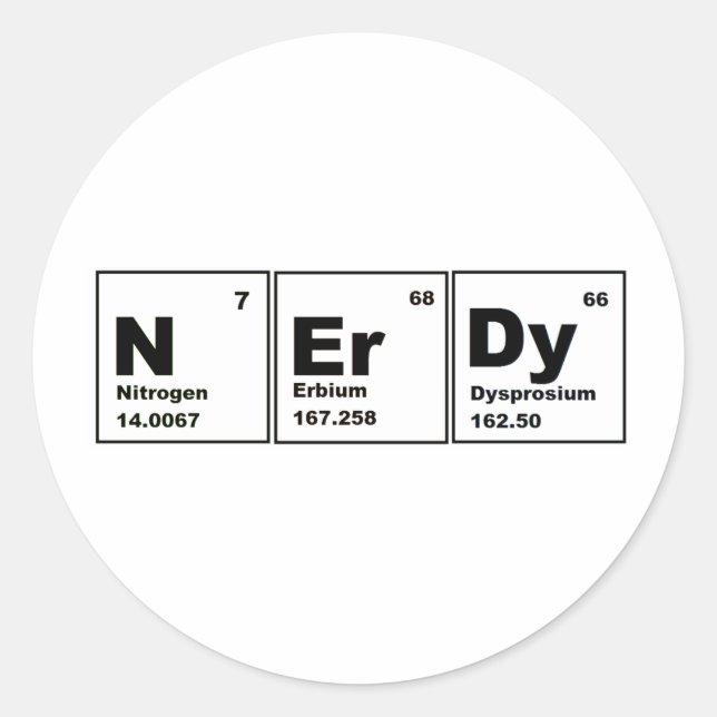 Sticker Rond Nerdy Produit de chimie ! (Devant)