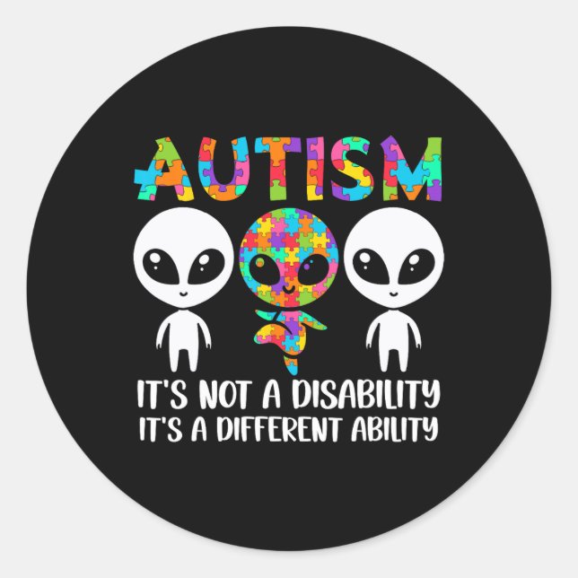 Sticker Rond N'est pas un handicap C'est une capacité différent (Devant)