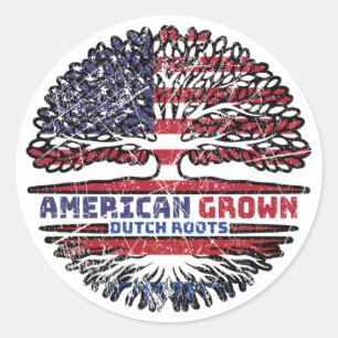 Sticker Rond Netherlands Dutch US American USA États-Unis