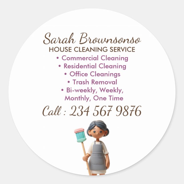 Sticker Rond Nettoyage de cartons Janitorial céramique Laver de (Devant)