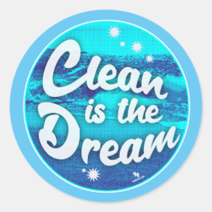 Sticker Rond Nettoyer Dream Beach Nettoyage Vert Lifestyle Can