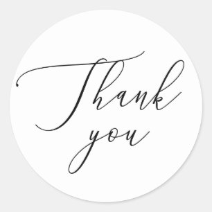 Sticker Rond Nettoyer la typographie   Merci Mariage minimalist