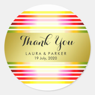 Sticker Rond Nettoyer Rainbow Yoga Circulaire Merci or Mariage