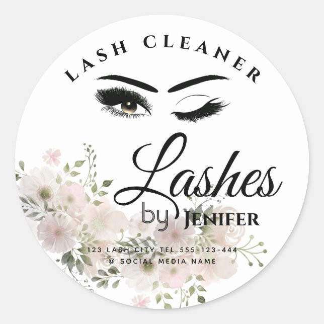 Sticker Rond Nettoyeur de maquillage floral de chou d'aquarelle (Devant)