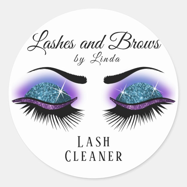 Sticker Rond Nettoyeur d'extension Eyelashes - bleu et violet (Devant)