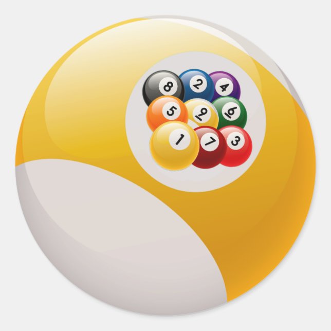 STICKER ROND NEUF BALL RACK BILLIARDS BALL (Devant)