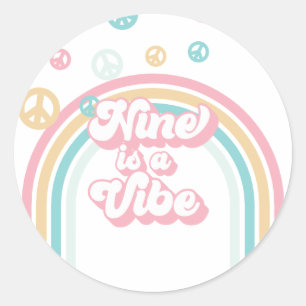 Sticker Rond Neuf est Vibe Retro Summer Rainbow