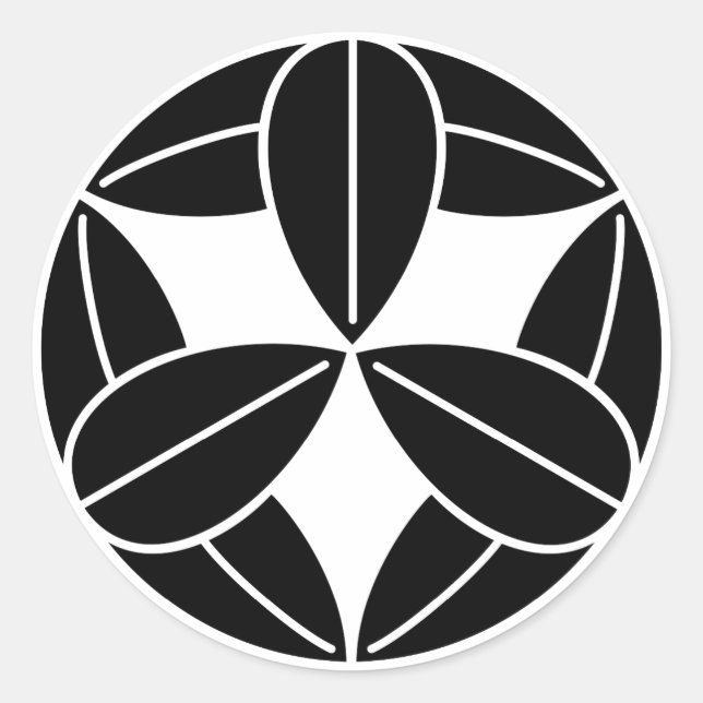 Sticker Rond Neuf feuilles de bambou (Devant)