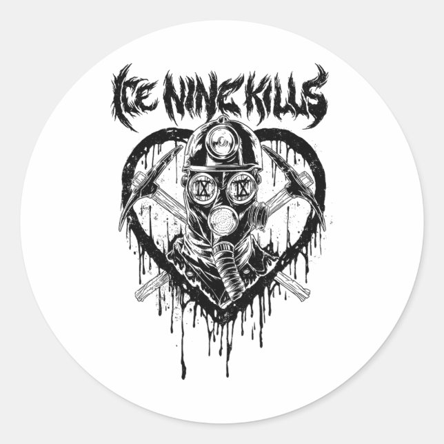 Sticker Rond Neuf morts sur glace - Masque de Saint-Valentin (Devant)