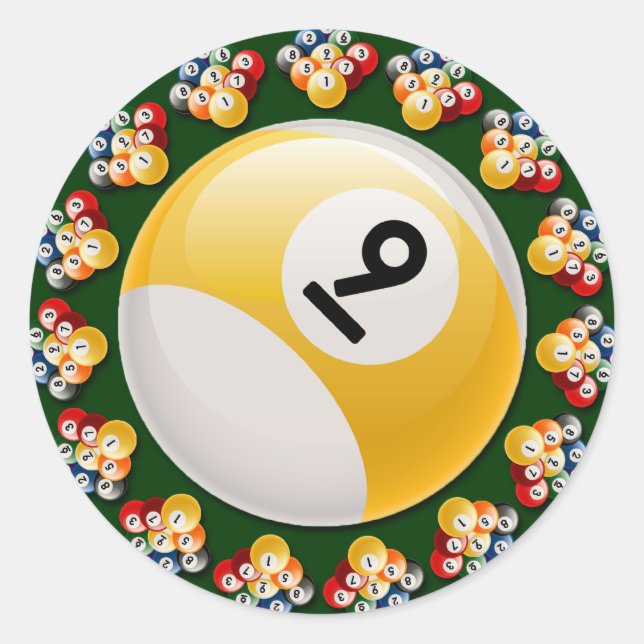 STICKER ROND NEUF RACKS ET 9 BALL (Devant)