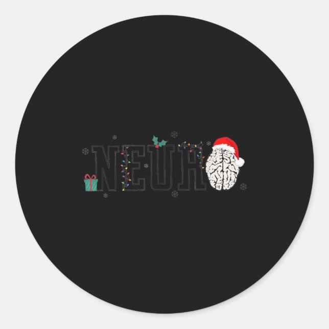 Sticker Rond Neuro Christmas Neurology Holiday Neuroscience Nur (Devant)