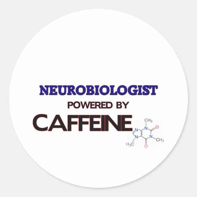 Sticker Rond Neurobiologiste actionné par la caféine (Devant)