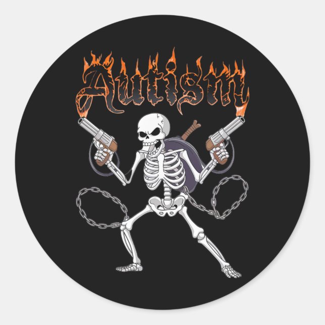 Sticker Rond Neurodivergent Squelette Sensibilisation sur l'aut (Devant)