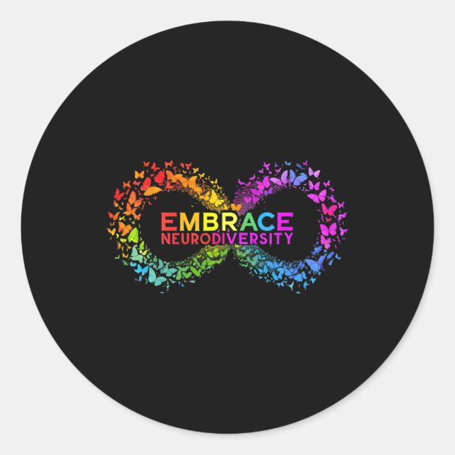 Sticker Rond Neurodiversité Embrasser l'Autisme Adhd Asd Butter (Devant)